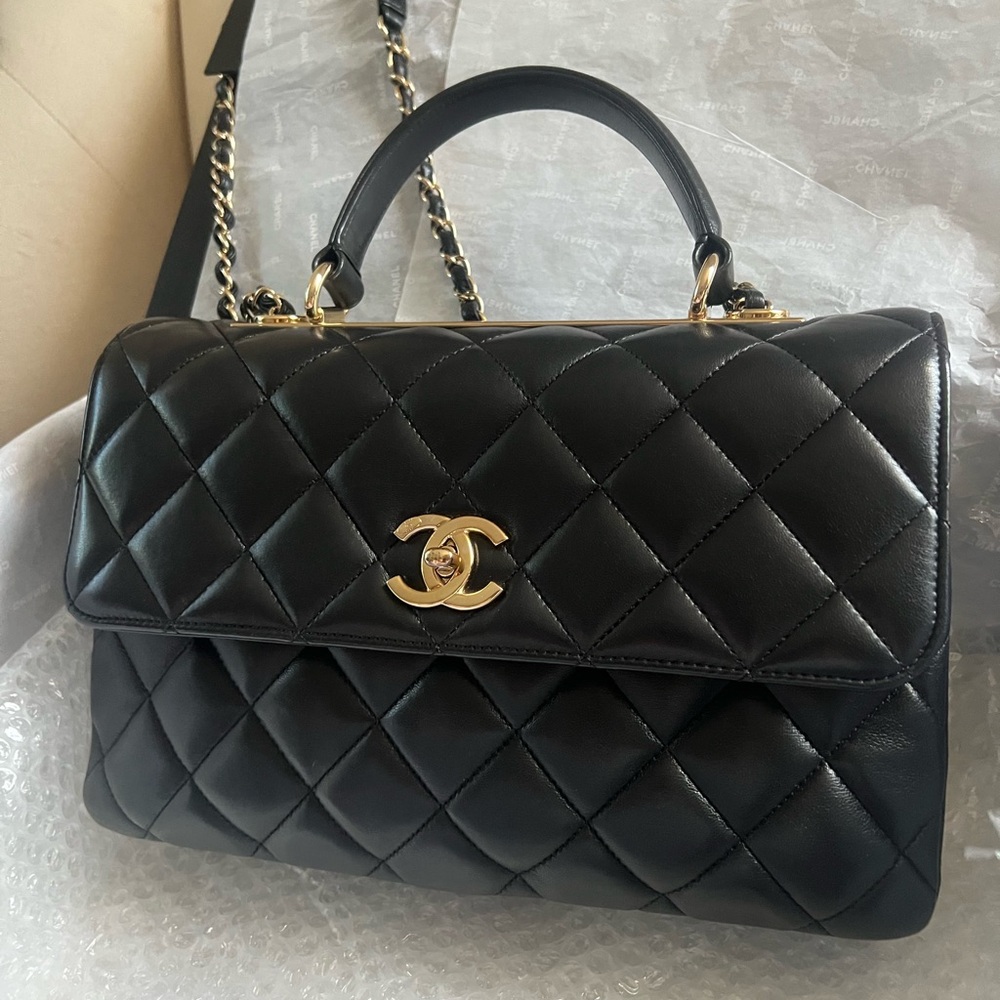 🖤✨Chanel Trendy Black Quilted Lambskin Top Handle Bag Mint! Full set ! - Picture 4 of 8